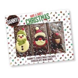 [clearance sale, limited quantity.]danny's christmas chocolate friends 3 x medium 50g bars selection in gift box santa, reindeer & snowman secret santa gifts and stocking fillers christmas eve box fillers