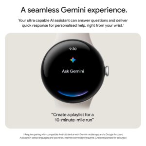 google pixel watch 3 (41 mm) – android smartwatch with heart rate tracking, advanced running from fitbit, fitness insights, 24 hour battery – matte black aluminium case – obsidian band – wi fi