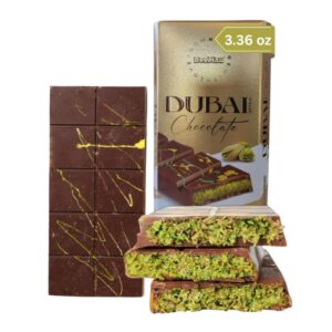 【last 1 ours】dubai style mini chocolate bar (3 oz) – premium milk chocolate with golden kadayif crisps & hand harvested pistachios | imported from turkey, ships with ice pack