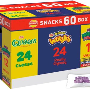 Home walkers crisps snack variety box 60 pack quavers baked wotsits mega monster munch crisps snack mix party box boxed treatz