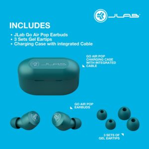 Home jlab go pop+ true wireless earbuds, in ear headphones, bluetooth earphones, ear buds with 32h playtime, bluetooth earbuds with microphone, usb charging case, dual connect, eq3 sound, black