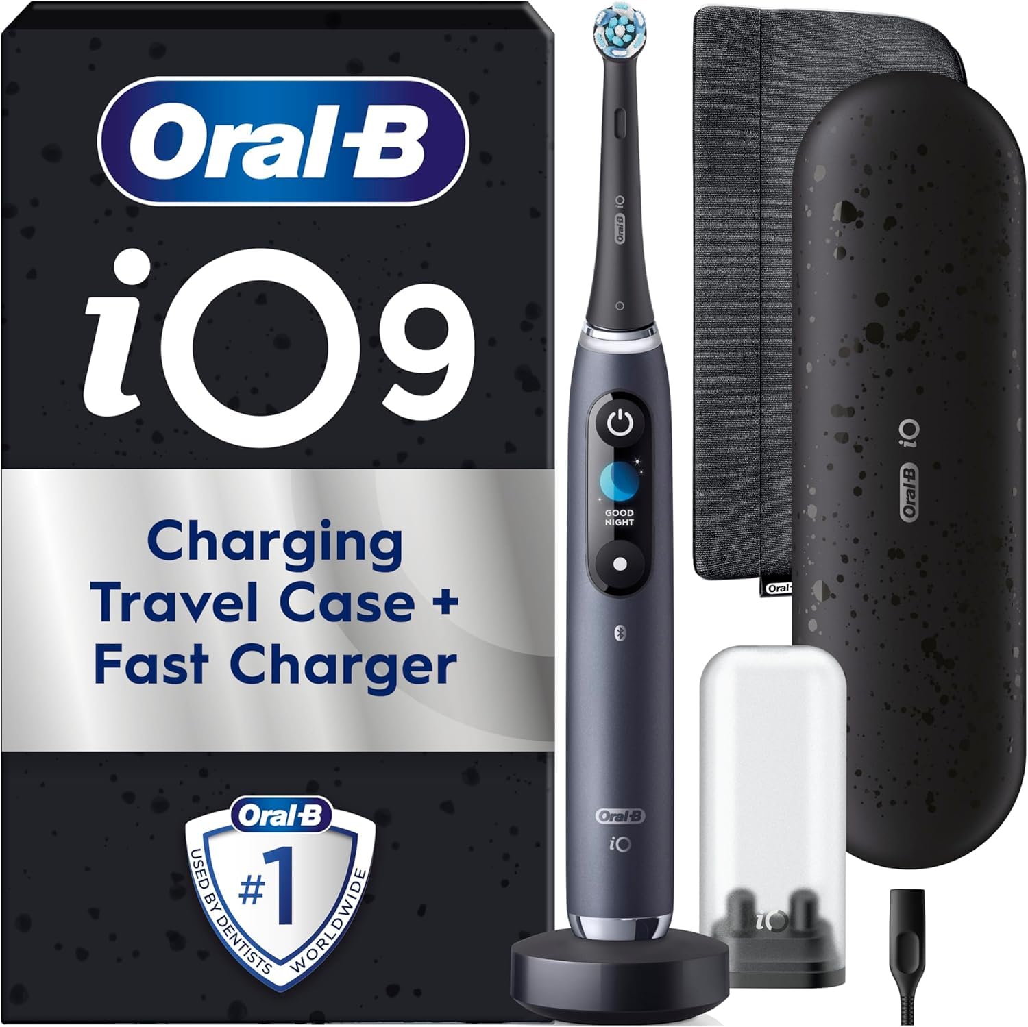 oral b io9 electric toothbrushes for adults, app connected handle, 1 toothbrush head, charging travel case & magnetic pouch, 7 modes, 2 pin plug, special edition oral b io9 electric toothbrushes for adults, app connected handle, 1 toothbrush head, charging travel case & magnetic pouch, 7 modes, 2 pin plug, special edition