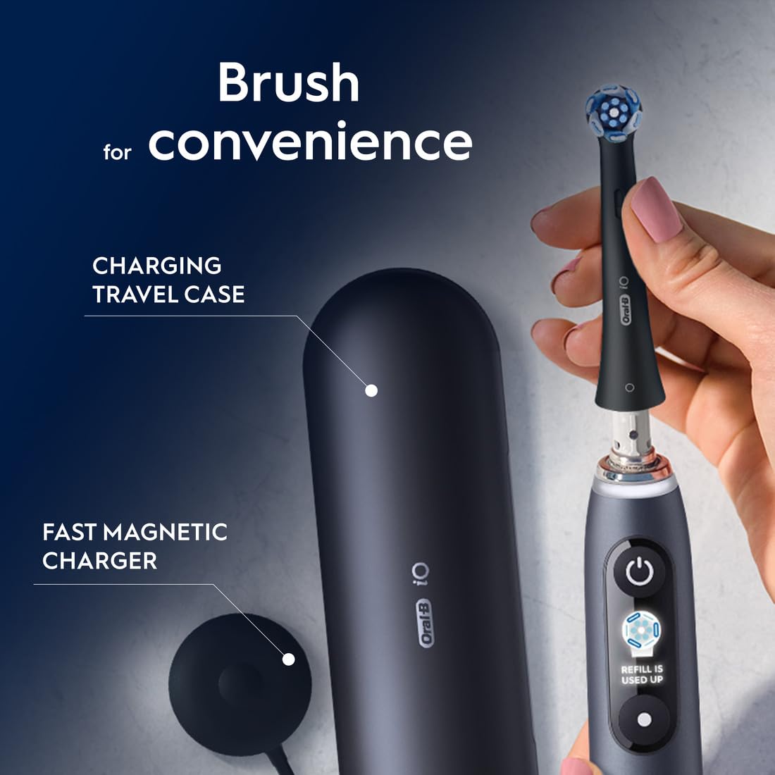 oral b io9 electric toothbrushes for adults, app connected handle, 1 toothbrush head, charging travel case & magnetic pouch, 7 modes, 2 pin plug, special edition oral b io9 electric toothbrushes for adults, app connected handle, 1 toothbrush head, charging travel case & magnetic pouch, 7 modes, 2 pin plug, special edition