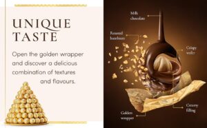 ferrero rocher pralines, chocolate gifts for christmas chocolate hamper, covered in milk chocolate and nuts, 42 pieces (525g)