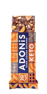 adonis hazelnut crunch & cocoa high protein keto bars (16x45g) | vegan & keto friendly | 100% natural keto snacks | sugar free, palm oil free, dairy free | low sugar & low carb | ideal for a keto diet