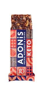 adonis hazelnut crunch & cocoa high protein keto bars (16x45g) | vegan & keto friendly | 100% natural keto snacks | sugar free, palm oil free, dairy free | low sugar & low carb | ideal for a keto diet