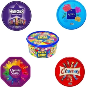 Home chocolate tubs bundle – 5 pack of heroes, roses, celebrations, quality street & chocolate orange (copy)