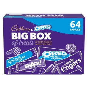 cadbury & oreo big box of treats – 64 snack variety pack | chocolate bars, biscuits & mini treats gift box